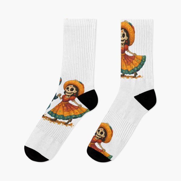Item preview, Dancing Skeletons Couple – Colorful Day of the Dead Art designed and sold by Aurora Prints.