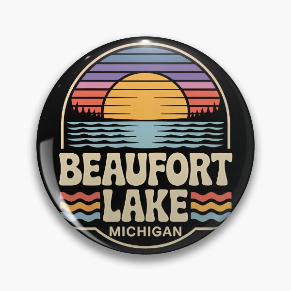 Artikelvorschau, Beaufort Lake, Michigan Retro-Sonnenuntergang entworfen und verkauft von TheOldMittenIllustrated.