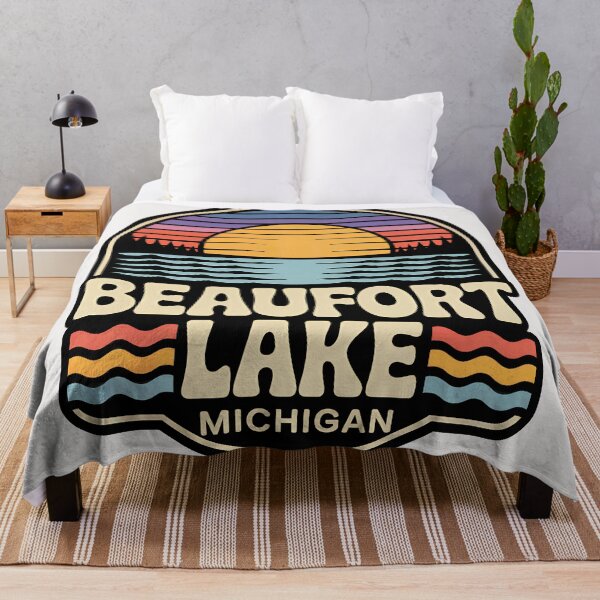 Item preview, Beaufort Lake, Michigan Retro Sunset designed and sold by TheOldMittenIllustrated.