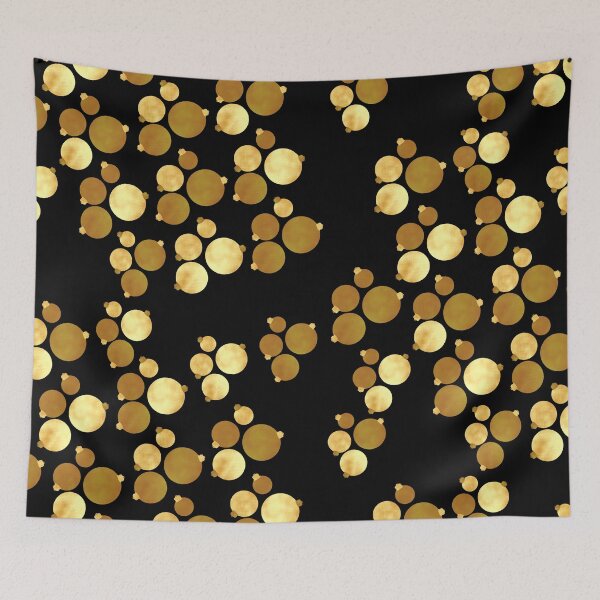 Item preview, Christmas baubles gold on black designed and sold by CreaTwinkles.