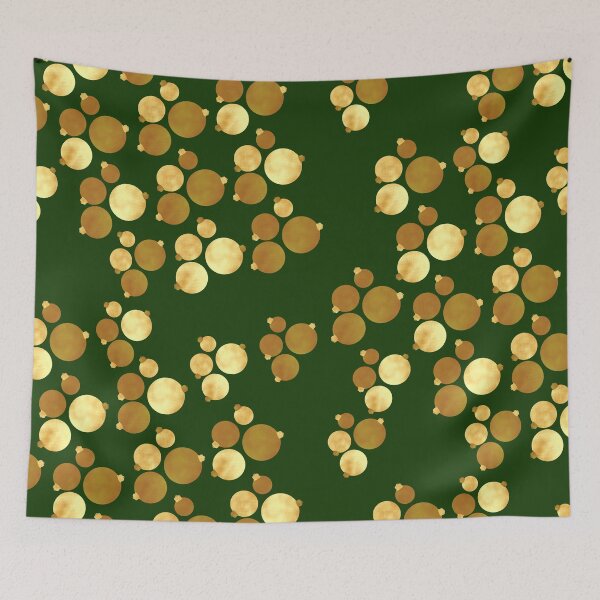 Item preview, Christmas baubles gold on green designed and sold by CreaTwinkles.