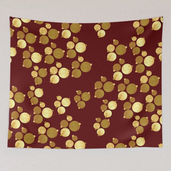 Item preview, Christmas baubles gold on red designed and sold by CreaTwinkles.