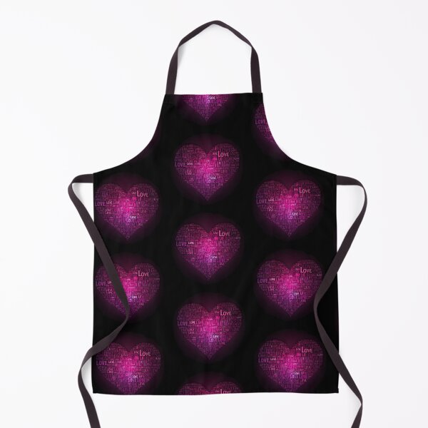 Item preview, English) “LOVE Heart Typography Art – Pink and Purple Word Cloud Heart on Black Background designed and sold by PixelVibe782.
