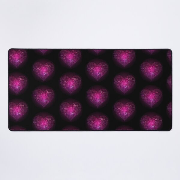 Item preview, English) “LOVE Heart Typography Art – Pink and Purple Word Cloud Heart on Black Background designed and sold by PixelVibe782.