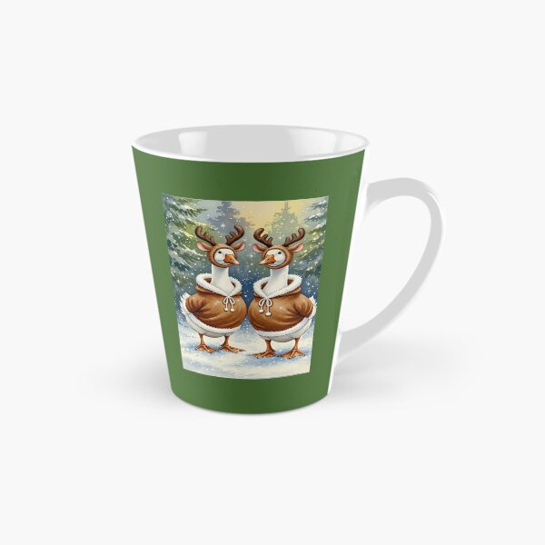 Item preview, Two Adorable Geese in Reindeer Costumes Christmas Watercolor Art designed and sold by naughty-raccoon.