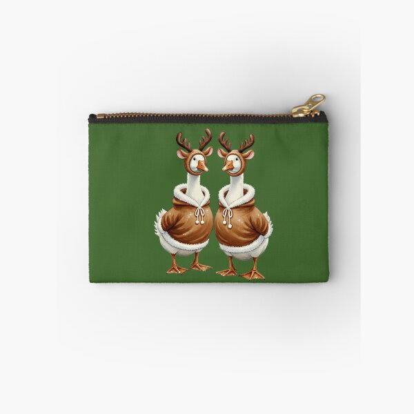 Item preview, Two Adorable Geese in Reindeer Costumes Christmas Watercolor Art designed and sold by naughty-raccoon.