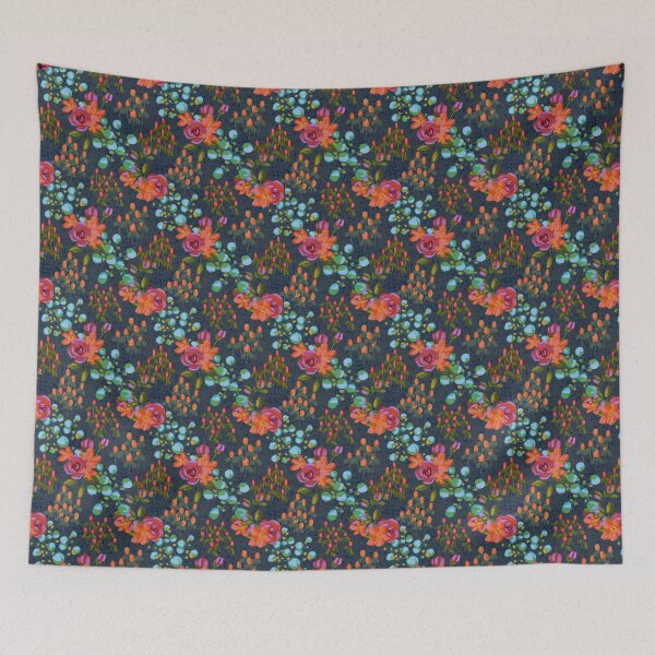 Item preview, Modern Rose Chintz in Navy designed and sold by Kathryn-Designs.