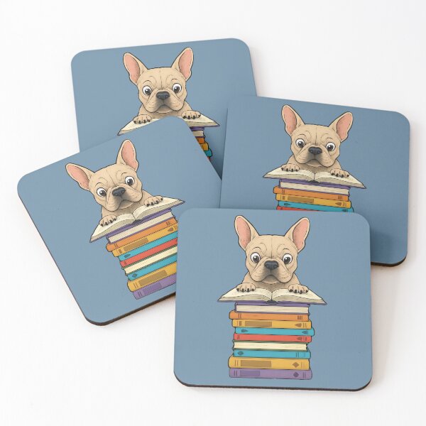 Item preview, Cute French Bulldog Reading On Pile of Books Funny designed and sold by d247.