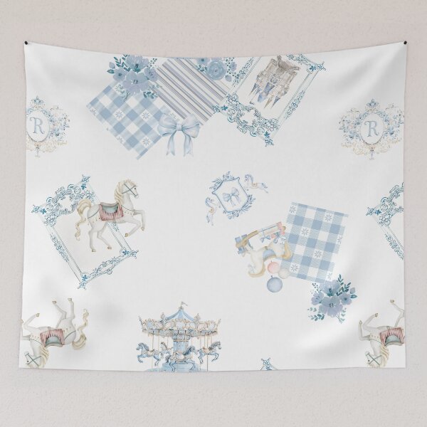 Item preview, Blue White Carousel Fairy Tale designed and sold by cws3385416.