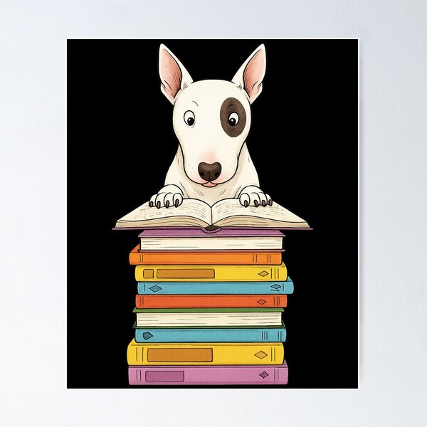 Item preview, Bull Terrier Dog Reading On Pile of Books Funny designed and sold by d247.