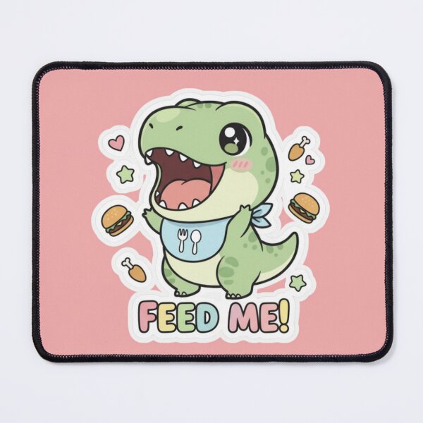 Item preview, Cute Hungry Baby Dinosaur Feed Me Funny Adorable Bib Cartoon Design designed and sold by bvdesignart.