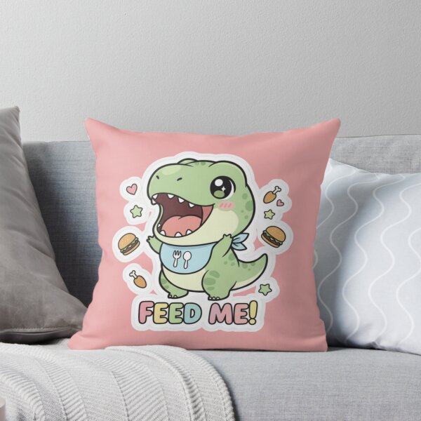 Item preview, Cute Hungry Baby Dinosaur Feed Me Funny Adorable Bib Cartoon Design designed and sold by bvdesignart.