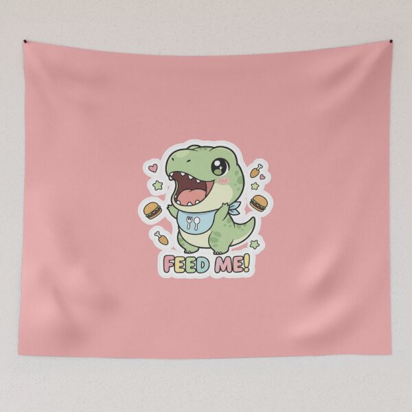 Item preview, Cute Hungry Baby Dinosaur Feed Me Funny Adorable Bib Cartoon Design designed and sold by bvdesignart.