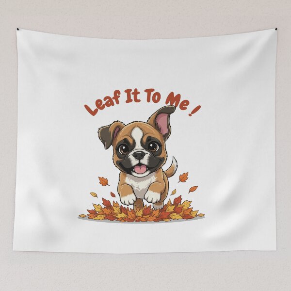 Item preview, Leaf It To Me Boxer Dog Running in Fall Leaves Cute Autumn designed and sold by The Real Life Symphony.