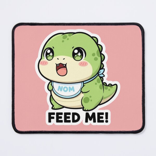 Item preview, Cute Hungry Baby Dinosaur Nom Feed Me Adorable Kawaii Bib Design designed and sold by bvdesignart.