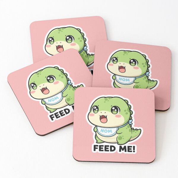 Item preview, Cute Hungry Baby Dinosaur Nom Feed Me Adorable Kawaii Bib Design designed and sold by bvdesignart.