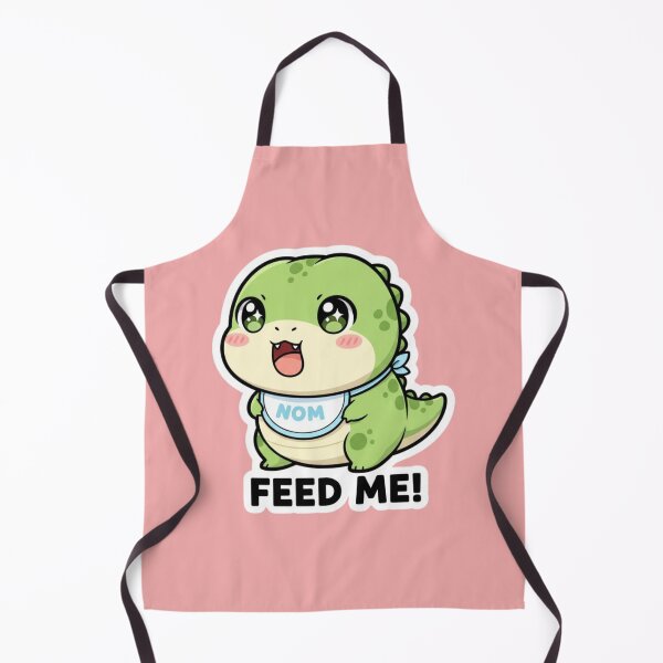Item preview, Cute Hungry Baby Dinosaur Nom Feed Me Adorable Kawaii Bib Design designed and sold by bvdesignart.