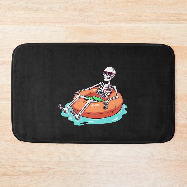 Item preview, Skeleton on Pumpkin Pool Float | Funny Halloween Beach Cartoon Art designed and sold by ColorSplash123.