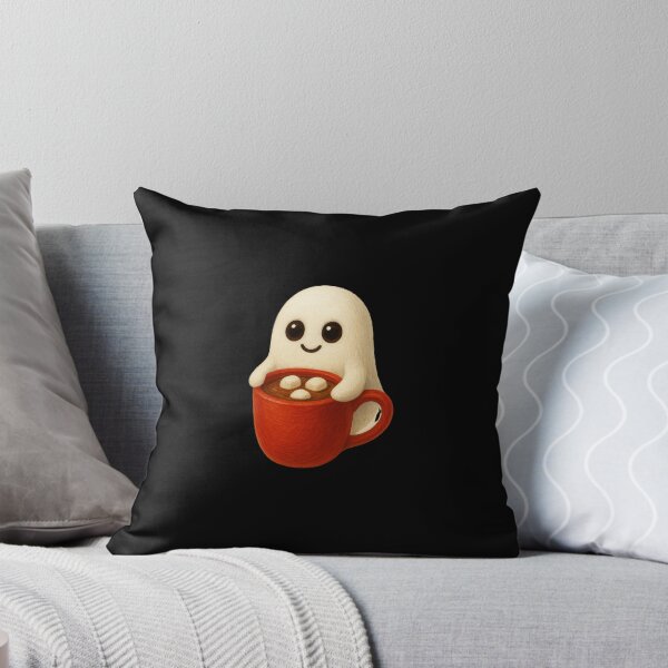 Artikelvorschau, Süßes Gespenst mit heißer Schokolade – Gemütliches Halloween-Design entworfen und verkauft von Liv Solara.