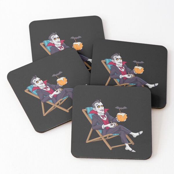 Item preview, Vampire Relaxing with Coconut Drink | Summer Halloween Beach Artwork designed and sold by ColorSplash123.