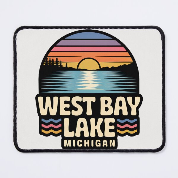 Item preview, West Bay Lake, Michigan Retro Sunset designed and sold by TheOldMittenIllustrated.