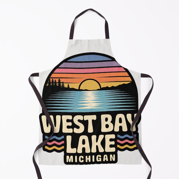 Item preview, West Bay Lake, Michigan Retro Sunset designed and sold by TheOldMittenIllustrated.