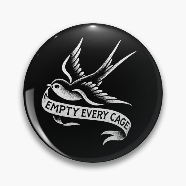 Item preview, Empty Every Cage – Vintage White Swallow Vegan Tattoo Design designed and sold by VegancoreGoods.