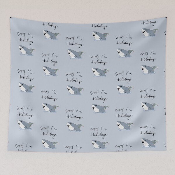 Item preview, Happy Fin Holidays Shark designed and sold by sarahsophieartistry.