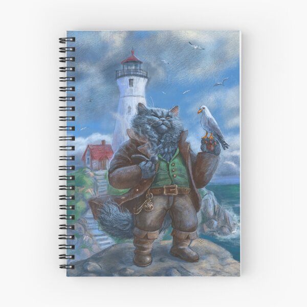 Item preview, The Lighthouse Keeper Cat And His Friend Seagull designed and sold by Fantasy Illustrations & Fan Art.