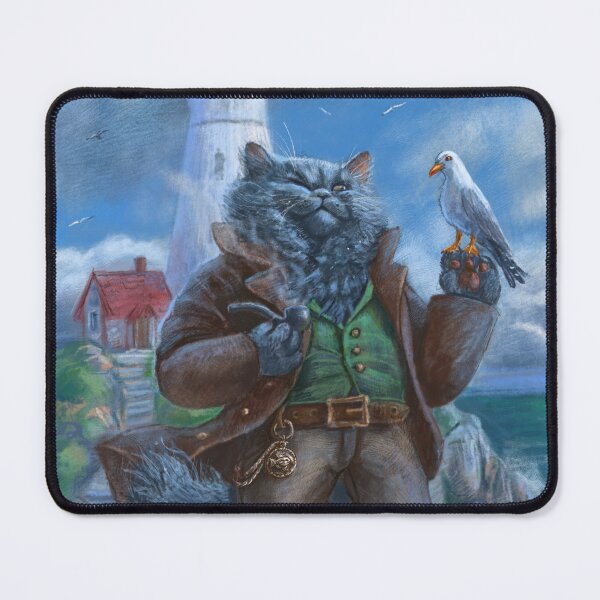 Item preview, The Lighthouse Keeper Cat And His Friend Seagull designed and sold by Fantasy Illustrations & Fan Art.