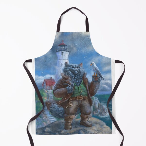 Item preview, The Lighthouse Keeper Cat And His Friend Seagull designed and sold by Fantasy Illustrations & Fan Art.