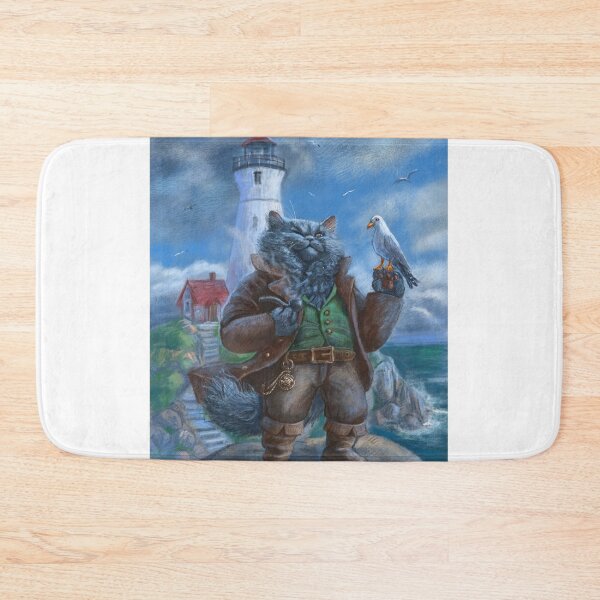 Item preview, The Lighthouse Keeper Cat And His Friend Seagull designed and sold by Fantasy Illustrations & Fan Art.