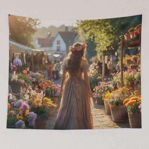 Item preview, A Woman’s Stroll Through the Flower Market designed and sold by BlareBlare.