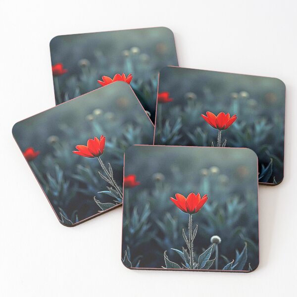 Item preview, Red Flower Dark Night Solitude Art designed and sold by Health And Fitness Posts e-Store.