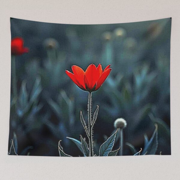 Item preview, Red Flower Dark Night Solitude Art designed and sold by Health And Fitness Posts e-Store.