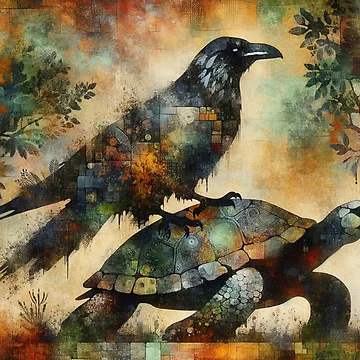 Artwork thumbnail, Corvus Riding the Turtle by m-y-A-I-A-R-T-