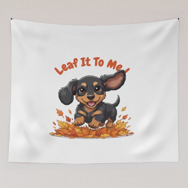 Item preview, Leaf It To Me Dachshund Dog Running in Fall Leaves Cute Autumn designed and sold by The Real Life Symphony.