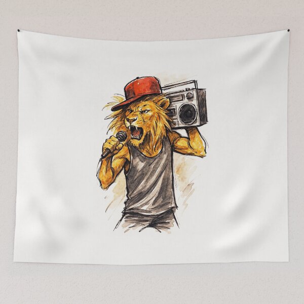 Item preview, Boombox Lion - Old School Hip Hop King designed and sold by Sarcastic designs.