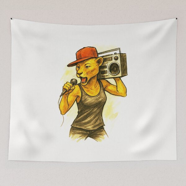 Item preview, Boombox Lioness - Old School Hip Hop King designed and sold by Sarcastic designs.