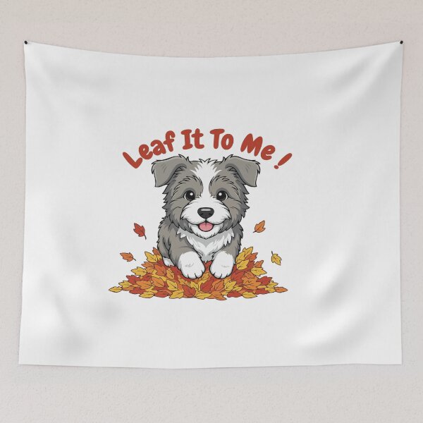Item preview, Leaf It To Me Bearded Collie Dog Running in Fall Leaves Cute Autumn designed and sold by The Real Life Symphony.