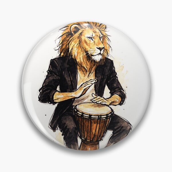 Item preview, Lion Drummer on Djembe - Musician vibe designed and sold by Sarcastic designs.