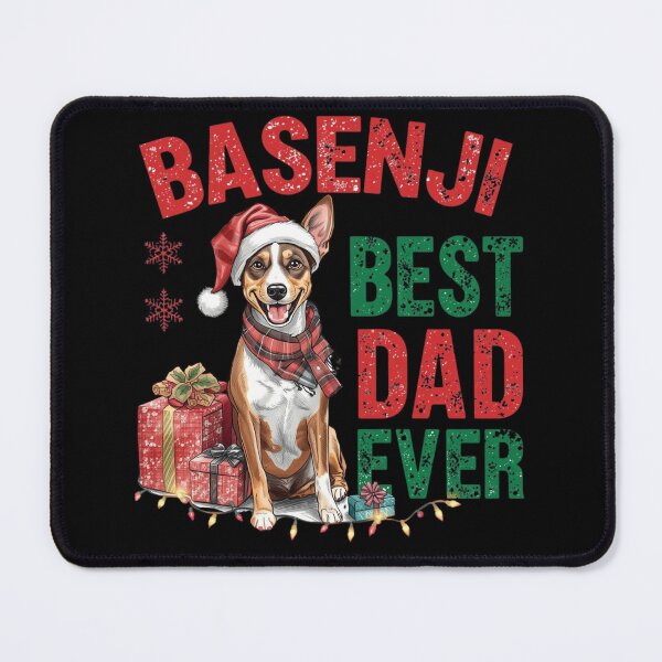 Item preview, Basenji Best Dad Ever Christmas T-Shirt | Funny Barkless Dog Holiday Gift designed and sold by CrunchyGoats.