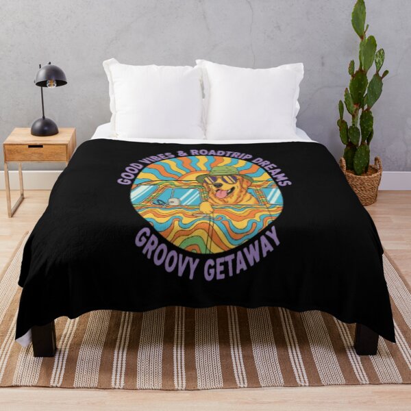 Item preview, Groovy Roadtrip Dog Retro Van Psychedelic Good Vibes designed and sold by creativerooney.