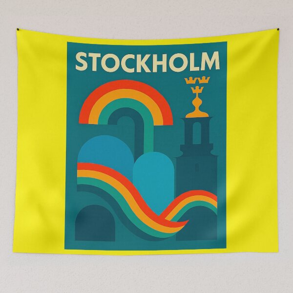Item preview, LGBT Gay pride Rainbow flag Stockholm Pride designed and sold by JETSETPRIDE.