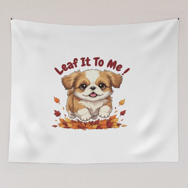 Item preview, Leaf It To Me Pekingese Dog Running in Fall Leaves Cute Autumn designed and sold by The Real Life Symphony.