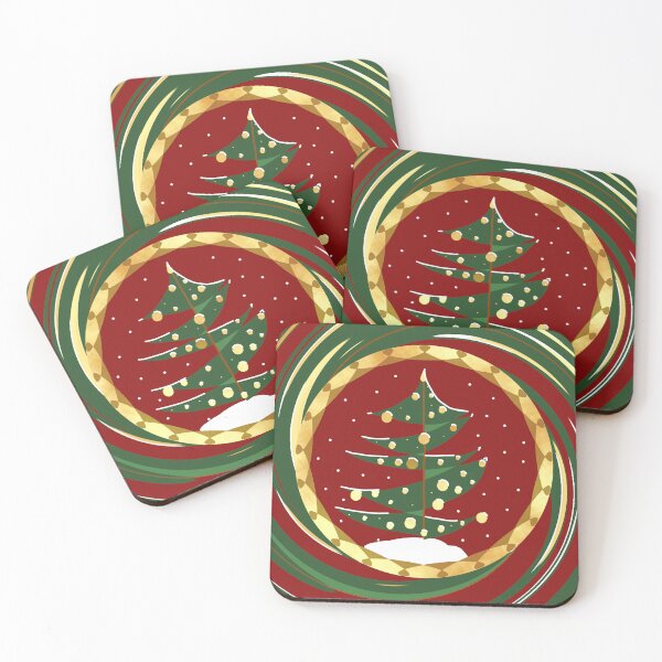 Item preview, Christmastree red green decor snow designed and sold by CreaTwinkles.
