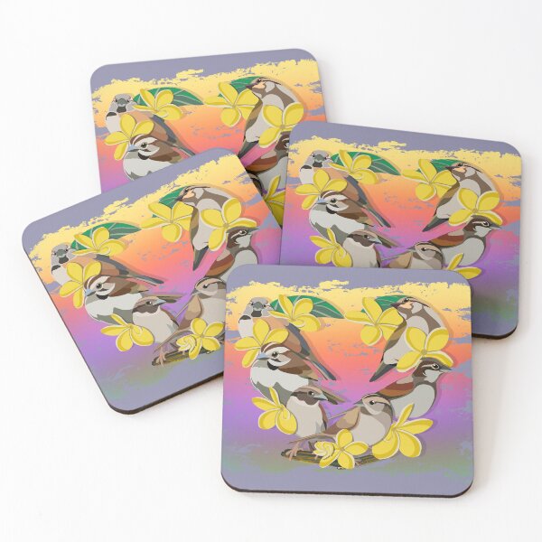 Item preview, Sparrows with plumerias  designed and sold by ArtbyMparrish .