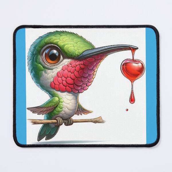 Item preview, Cartoon Caricature of a Ruby Throated Hummingbird designed and sold by CattyCornerPOD.