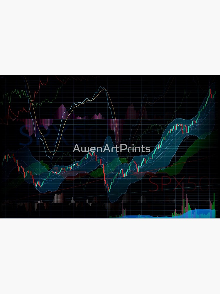 Stock market SPX500 trading chart display indicators concept art print by AwenArtPrints