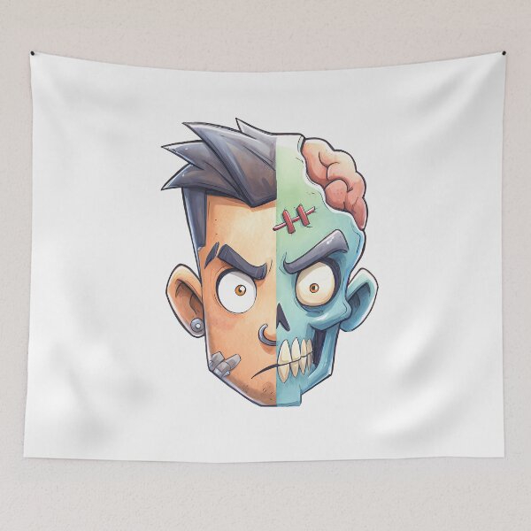 Item preview, Half Human Half Zombie – Funny Halloween Cartoon Design designed and sold by DesignArtist.ia.